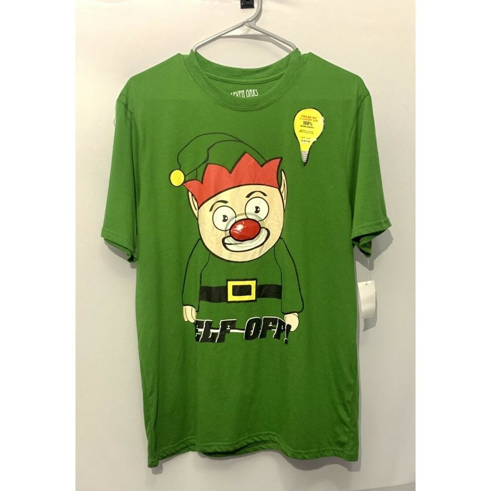 Men's "Elf Off" Light-Up T-Shirt, LG - NWOT
